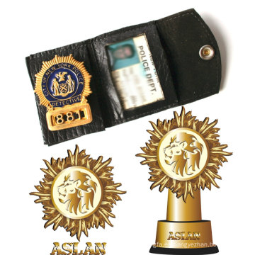 La policía Badge con el oro plateó la divisa 3D (GZHY-BADGE-016)